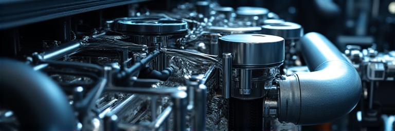 Modern fuel efficient engine close-up